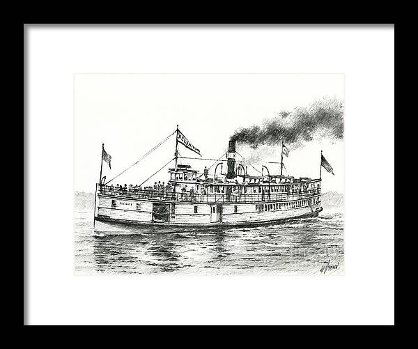 Steamboats Framed Print featuring the drawing Steamboat RELIANCE by James Williamson