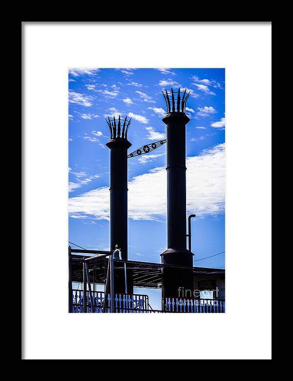 America Framed Print featuring the photograph Steamboat Smokestacks on the Natchez Steam Boat by Paul Velgos