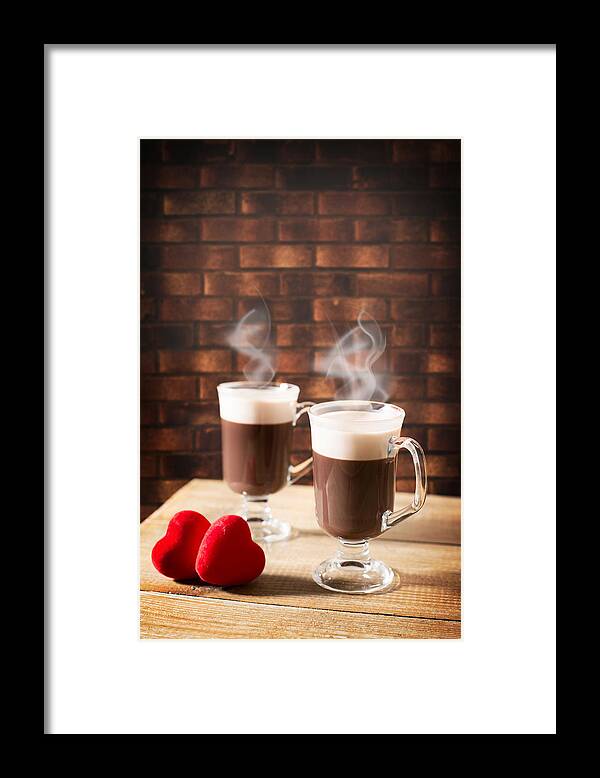 Valentines Framed Print featuring the photograph Steaming Hot Chocolates by Amanda Elwell