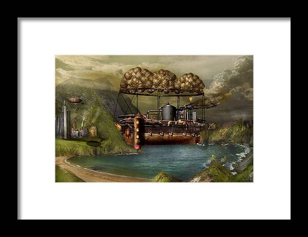 Self Framed Print featuring the photograph Steampunk - Airship - The original Noah's Ark by Mike Savad