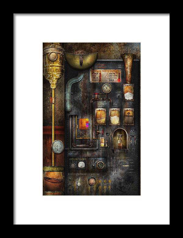 Steampunk Framed Print featuring the digital art Steampunk - All that for a cup of coffee by Mike Savad