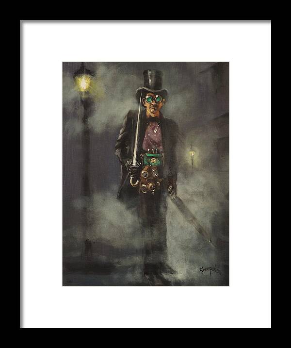 Steampunk Framed Print featuring the painting Steampunk Jack by Tom Shropshire