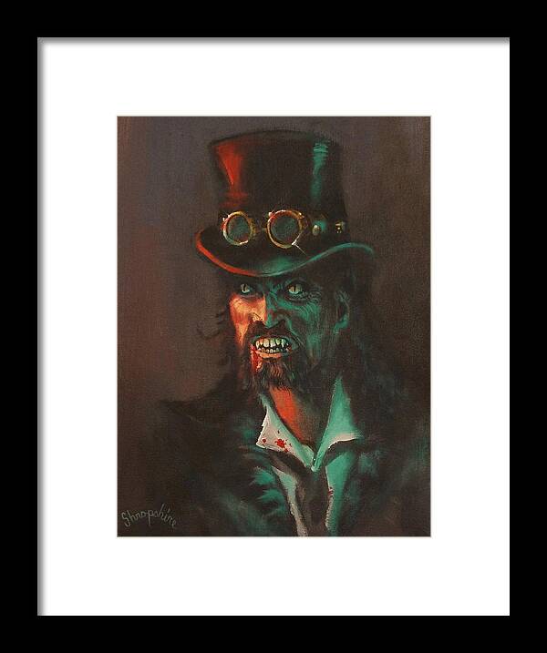  Cyberpunk Framed Print featuring the painting Steampunk Vampire by Tom Shropshire