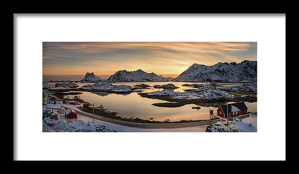 Photography Framed Print featuring the photograph Steinefjord At Sunset, Lofoten by Panoramic Images