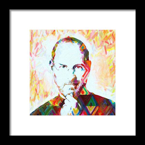 Steve Jobs Framed Print featuring the painting Steve Jobs by Celestial Images