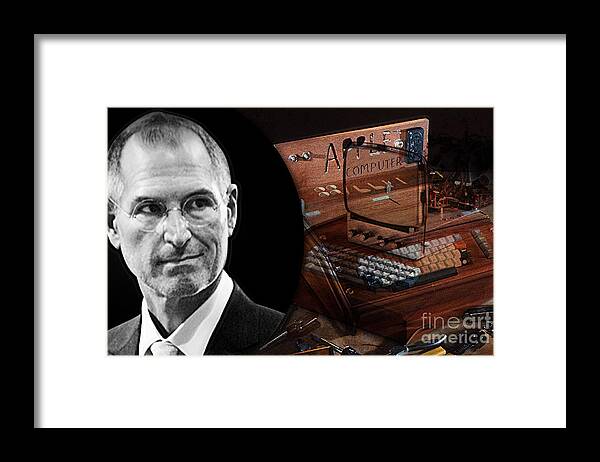 Apple Photographs Mixed Media Framed Print featuring the mixed media Steve Jobs by Marvin Blaine