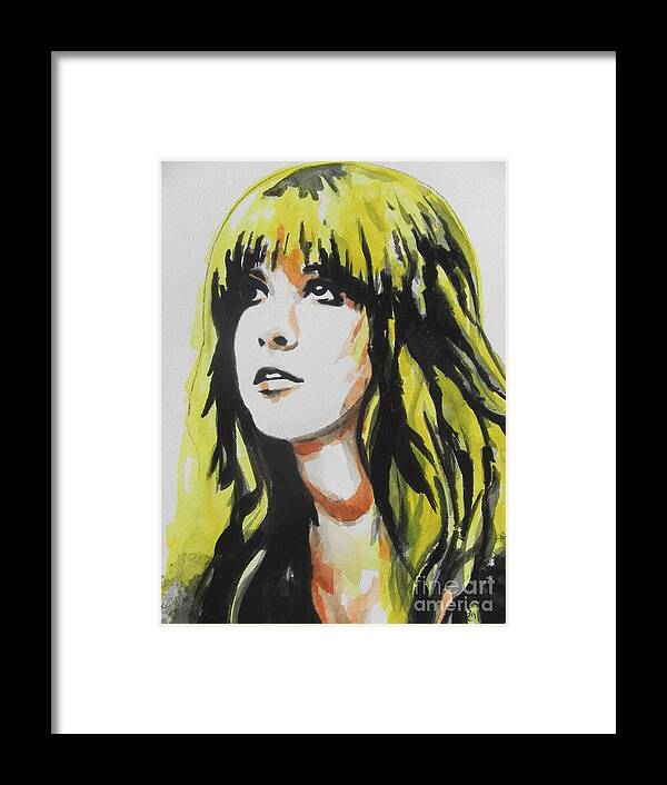 Watercolor Painting Framed Print featuring the painting Stevie Nicks 01 by Chrisann Ellis