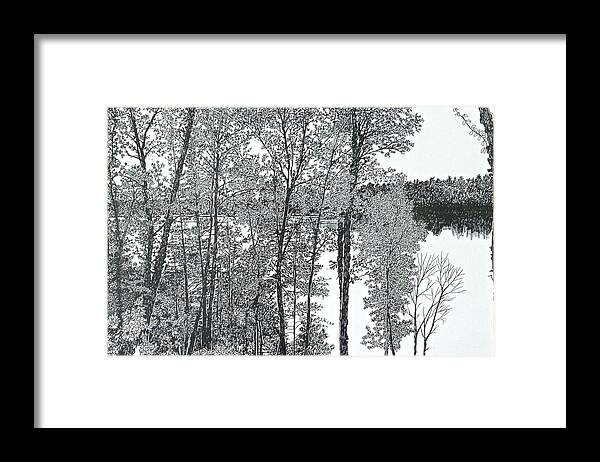 Walt Maes Framed Print featuring the painting Still day on the lake by Walt Maes