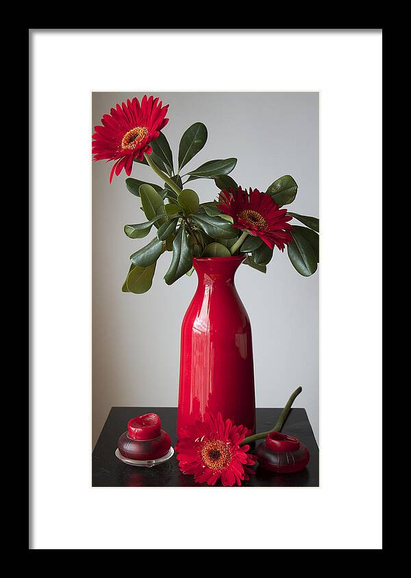 Flowers Framed Print featuring the photograph Still Life Flower Study in Red by Venetia Featherstone-Witty