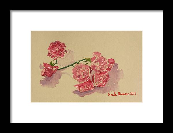 Floral Framed Print featuring the painting Still life Roses by Geeta Yerra
