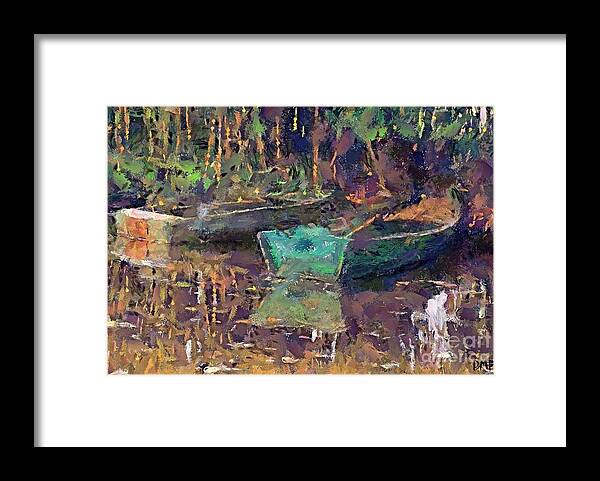 Landscapes Framed Print featuring the painting Still Life with Boats by Dragica Micki Fortuna
