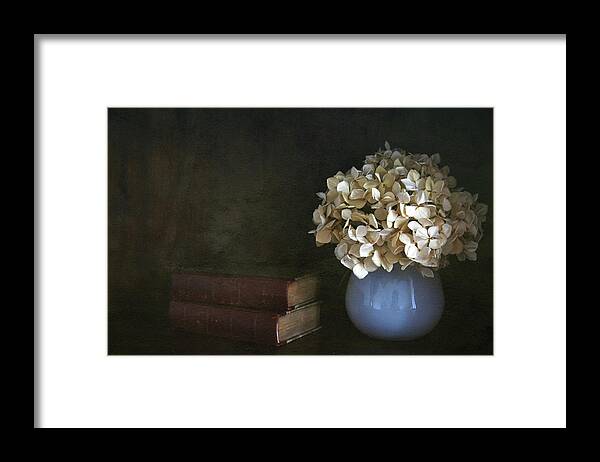 Vase Framed Print featuring the photograph Still Life With Books And Flowers by Natalia Crespo