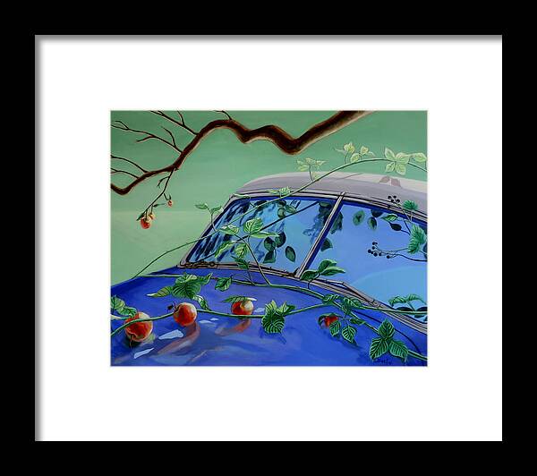 Vintage Car Framed Print featuring the painting Still Life with Car by Sally Banfill