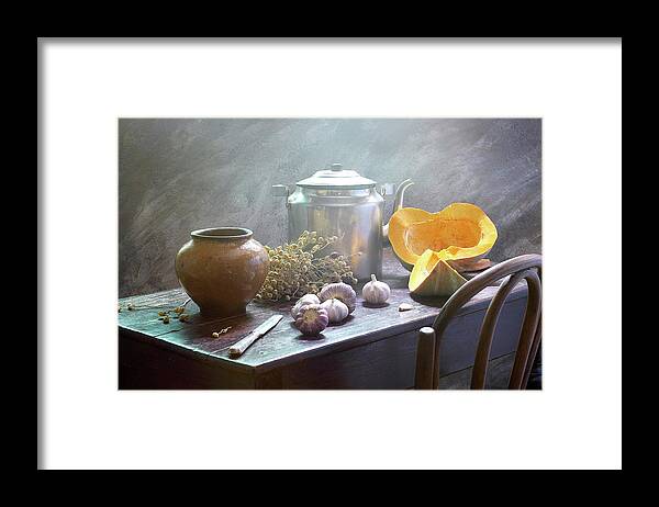 Vegetables Framed Print featuring the photograph Still Life With Pumpkin by Ustinagreen