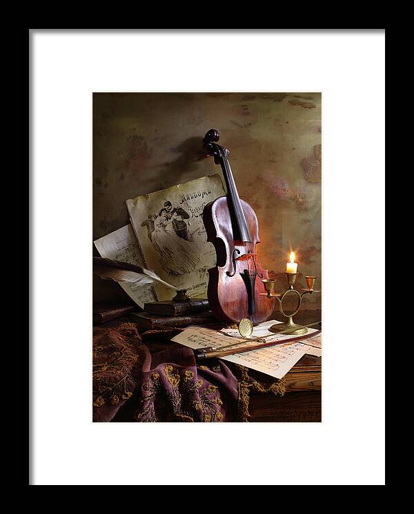 Music Framed Print featuring the photograph Still Life With Violin by Andrey Morozov