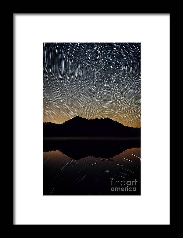 Star Trails Framed Print featuring the photograph Still water star trails by Anthony Heflin