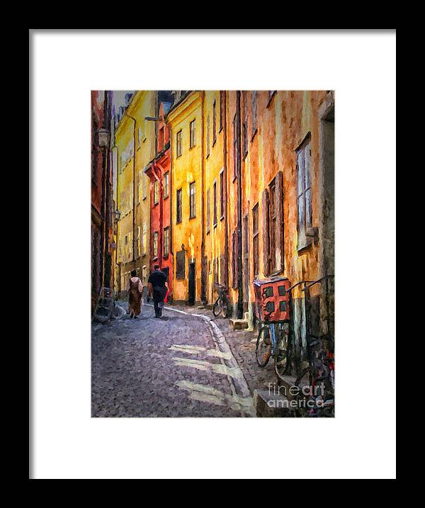Digital Framed Print featuring the painting Stockholm Gamla Stan Painting by Antony McAulay