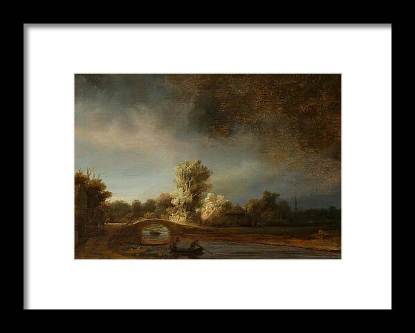 Stone Bridge Framed Print featuring the painting Stone Bridge by Rembrandt