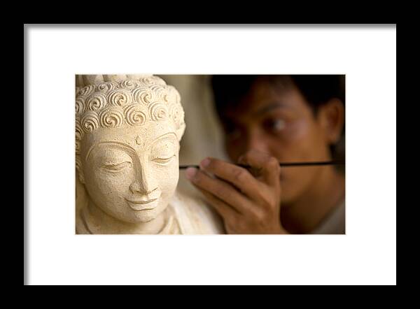 Travel Framed Print featuring the photograph Stone Carver - Bali by Matthew Onheiber
