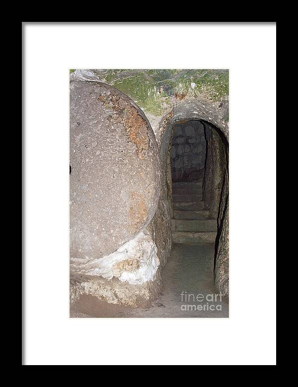 Derinkuyu Framed Print featuring the photograph Stone Door by Bob Phillips
