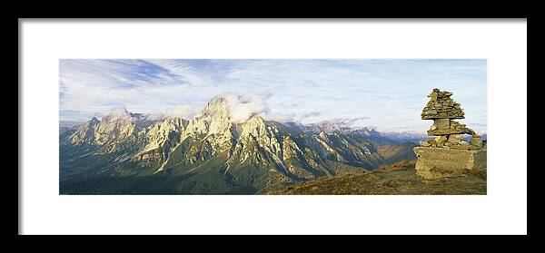 Photography Framed Print featuring the photograph Stone Structure With A Mountain Range by Panoramic Images