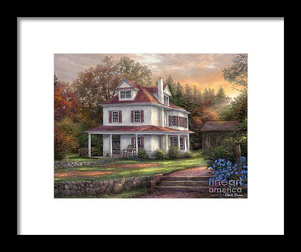Sunrise Picture Framed Print featuring the painting Stone Terrace Farm by Chuck Pinson