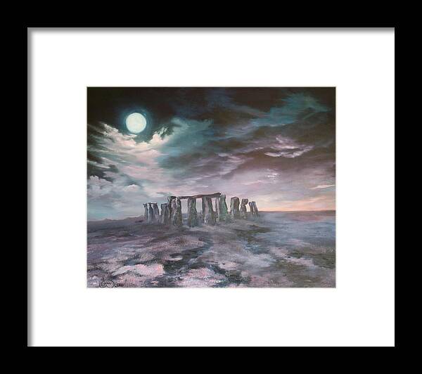 Stonehenge Framed Print featuring the painting Stonehenge in Wiltshire by Jean Walker