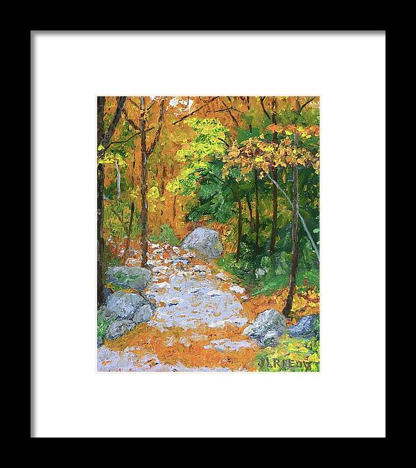 Autumn Framed Print featuring the painting Stoney Path by J Loren Reedy