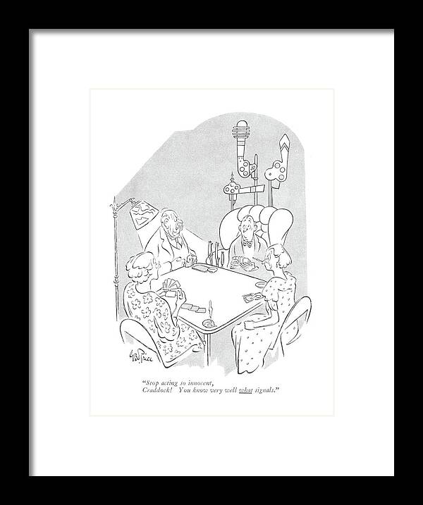 116583 Gpr George Price Framed Print featuring the drawing Stop Acting So Innocent by George Price