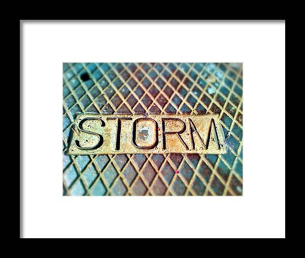 Storm Drain Framed Print featuring the digital art Storm drain by Olivier Calas