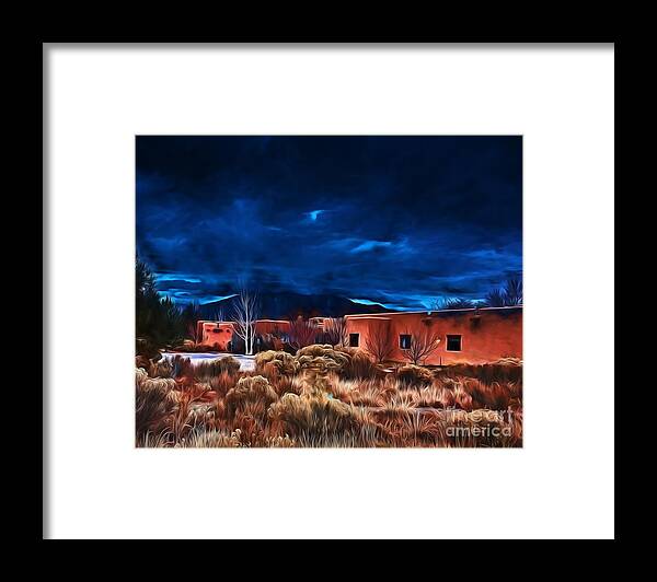 December Framed Print featuring the photograph Storm over Taos LX - homage OKeeffe by Charles Muhle
