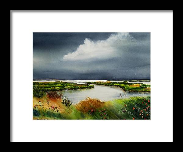 Marsh Framed Print featuring the painting Storm Watch by Phyllis London