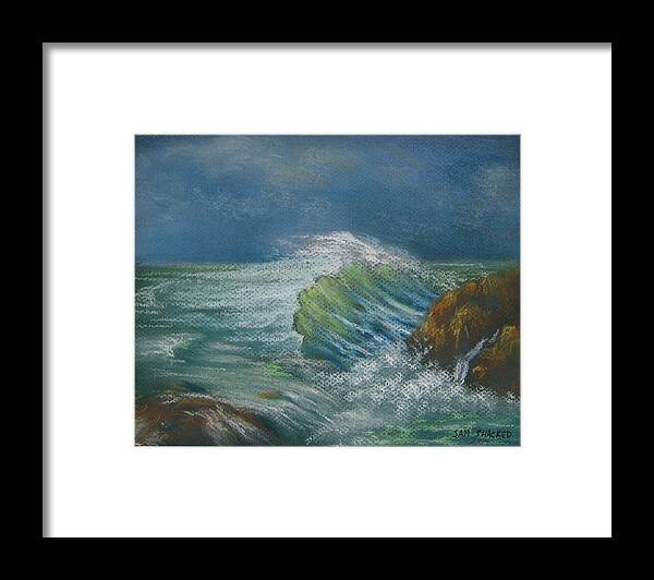  Framed Print featuring the pastel Storming waves by Sam Shacked