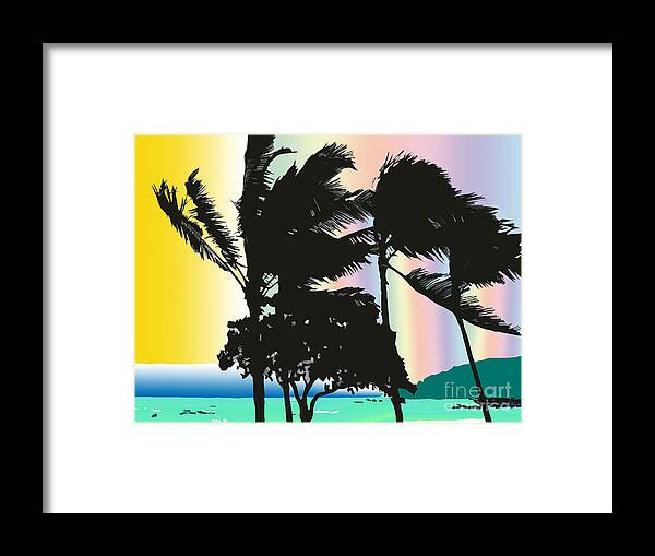 Palms Framed Print featuring the digital art Stormy Palms by Karen Nicholson