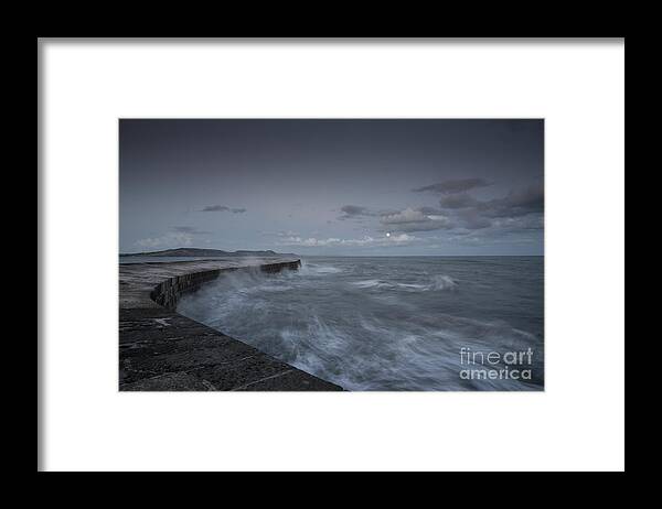  Lyme Framed Print featuring the photograph Stormy seas at the Cobb by Rob Hawkins