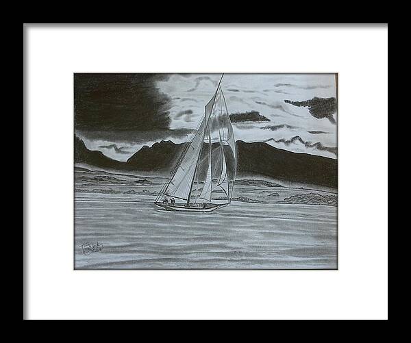 Seascape Framed Print featuring the drawing Stormy Weather by Tony Clark