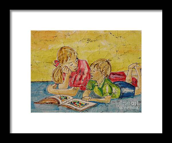 Family Art Framed Print featuring the painting Story Time by Sandra Fox