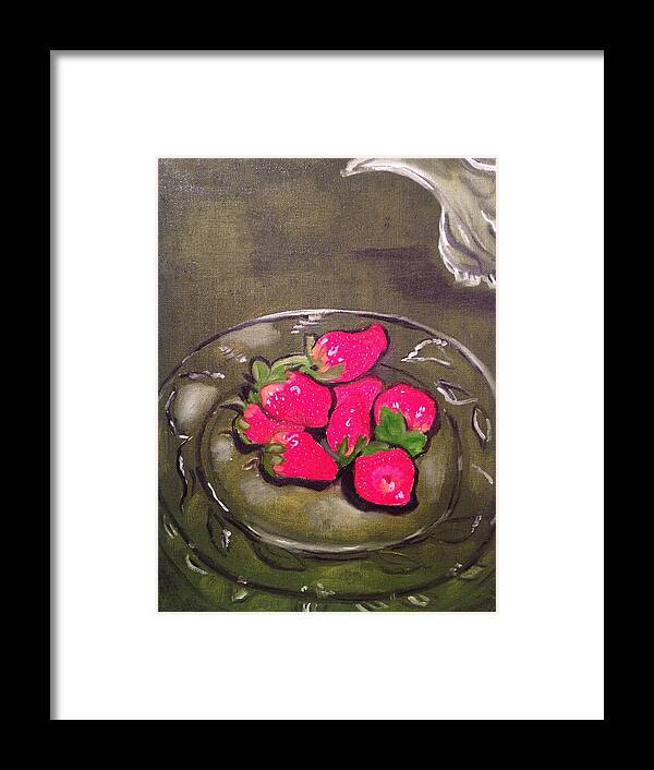 Fruits Framed Print featuring the painting Strawberries by Brindha Naveen