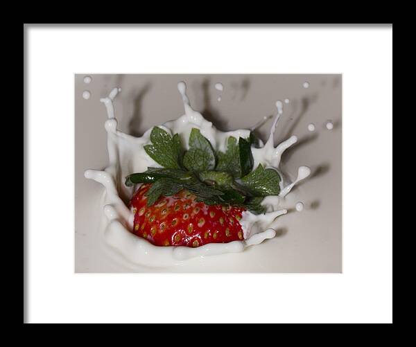 Cream Framed Print featuring the photograph Strawberry and Cream by Cathy Donohoue