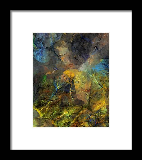 Fine Art Framed Print featuring the digital art Stream Bed on a Sunny Day by David Lane