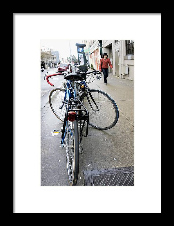 Street Scene Framed Print featuring the photograph Street Bikes Seattle by Cathy Anderson
