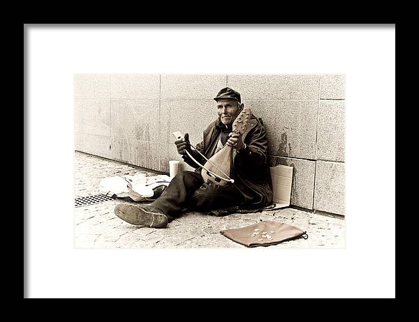 Street Framed Print featuring the photograph Street Musician by Nila Newsom