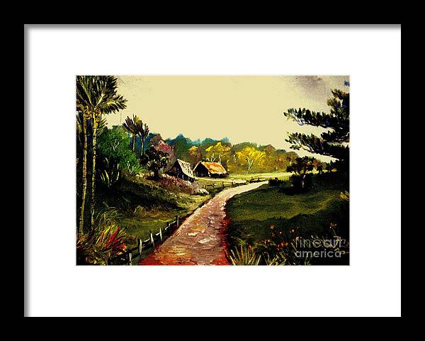 Street Framed Print featuring the painting Street to countryside by Jason Sentuf