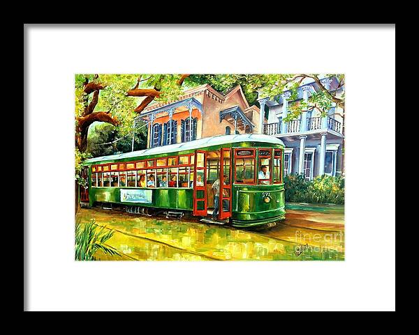 New Orleans Framed Print featuring the painting Streetcar on St.Charles Avenue by Diane Millsap