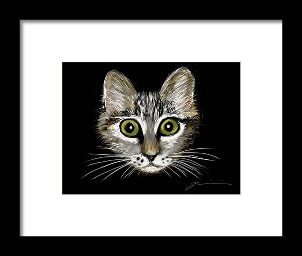 Cat Framed Print featuring the painting Strengthening Cat by Jean Pacheco Ravinski