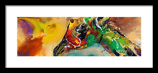 Giraffe Framed Print featuring the painting Stretch by Kasha Ritter