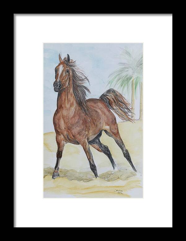 Horse Original Painting Framed Print featuring the painting Stretching legs by Janina Suuronen