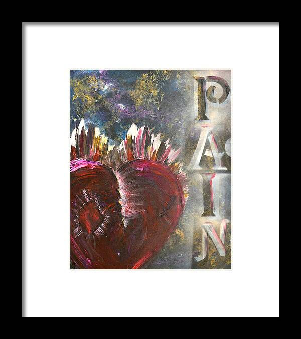 Heart Framed Print featuring the painting Striking Pain by Meganne Peck