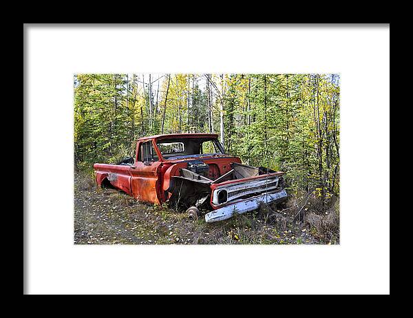 Abandoned Framed Print featuring the photograph Stripped Chevy by Cathy Mahnke