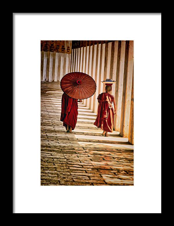 Myanmar Framed Print featuring the photograph Strolling by Claude LeTien
